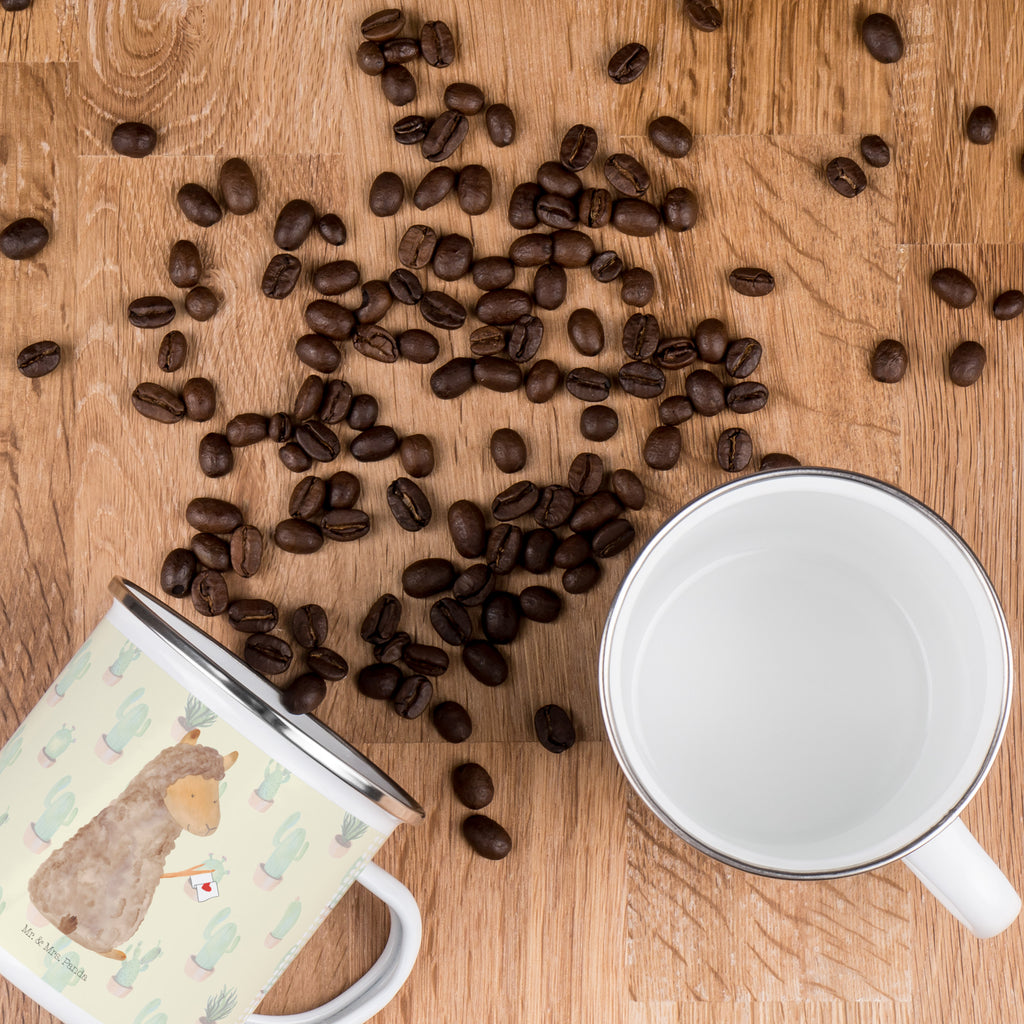 Camping Emaille Tasse Alpaka Fahne Campingtasse, Trinkbecher, Metalltasse, Outdoor Tasse, Emaille Trinkbecher, Blechtasse Outdoor, Emaille Campingbecher, Edelstahl Trinkbecher, Metalltasse für Camping, Kaffee Blechtasse, Camping Tasse Metall, Alpaka, Lama, Alpakas, Lamas, Liebe