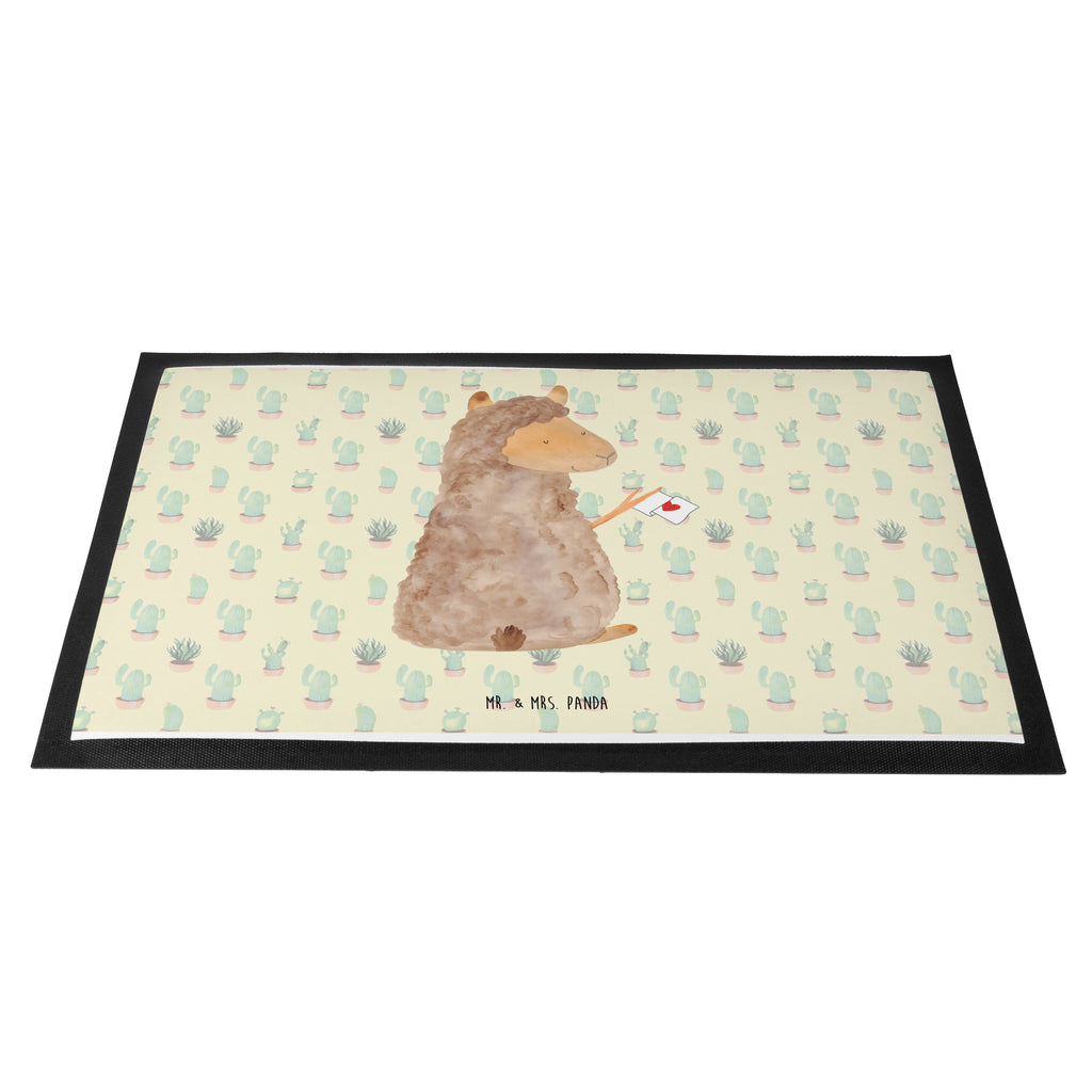 Fußmatte Alpaka Fahne Alpaka, Alpakas, Lama, Lamas, Liebe Türvorleger, Schmutzmatte, Fußabtreter, Matte, Schmutzfänger, Fußabstreifer, Schmutzfangmatte, Türmatte, Motivfußmatte,  Haustürmatte, Vorleger  Alpaka, Lama