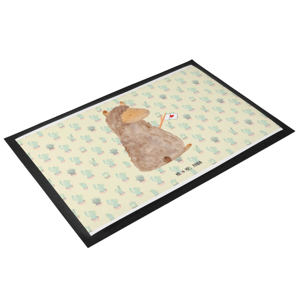 Fußmatte Alpaka Fahne Alpaka, Alpakas, Lama, Lamas, Liebe Türvorleger, Schmutzmatte, Fußabtreter, Matte, Schmutzfänger, Fußabstreifer, Schmutzfangmatte, Türmatte, Motivfußmatte,  Haustürmatte, Vorleger  Alpaka, Lama