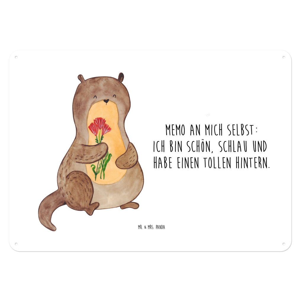 Blechschild Otter Blumenstrauß Otter Seeotter See Otter Blechschild, Metallschild, Geschenk Schild, Schild, Magnet-Metall-Schild, Deko Schild, Wandschild, Wand-Dekoration, Türschild, Wandschild, Metallschild  Otter,  Fischotter,  Seeotter