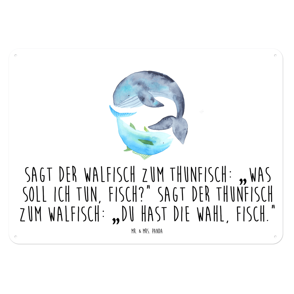 Blechschild Walfisch & Thunfisch Blechschild, Metallschild, Geschenk Schild, Schild, Magnet-Metall-Schild, Deko Schild, Wandschild, Wand-Dekoration, Türschild, Tiermotive, Gute Laune, lustige Sprüche, Tiere, Wal, Wahl, Tunfisch, Wortwitz lustig, Spruch lustig, Flachwitz, Witz, Spruch des Tages, Flachwitz Geschenk