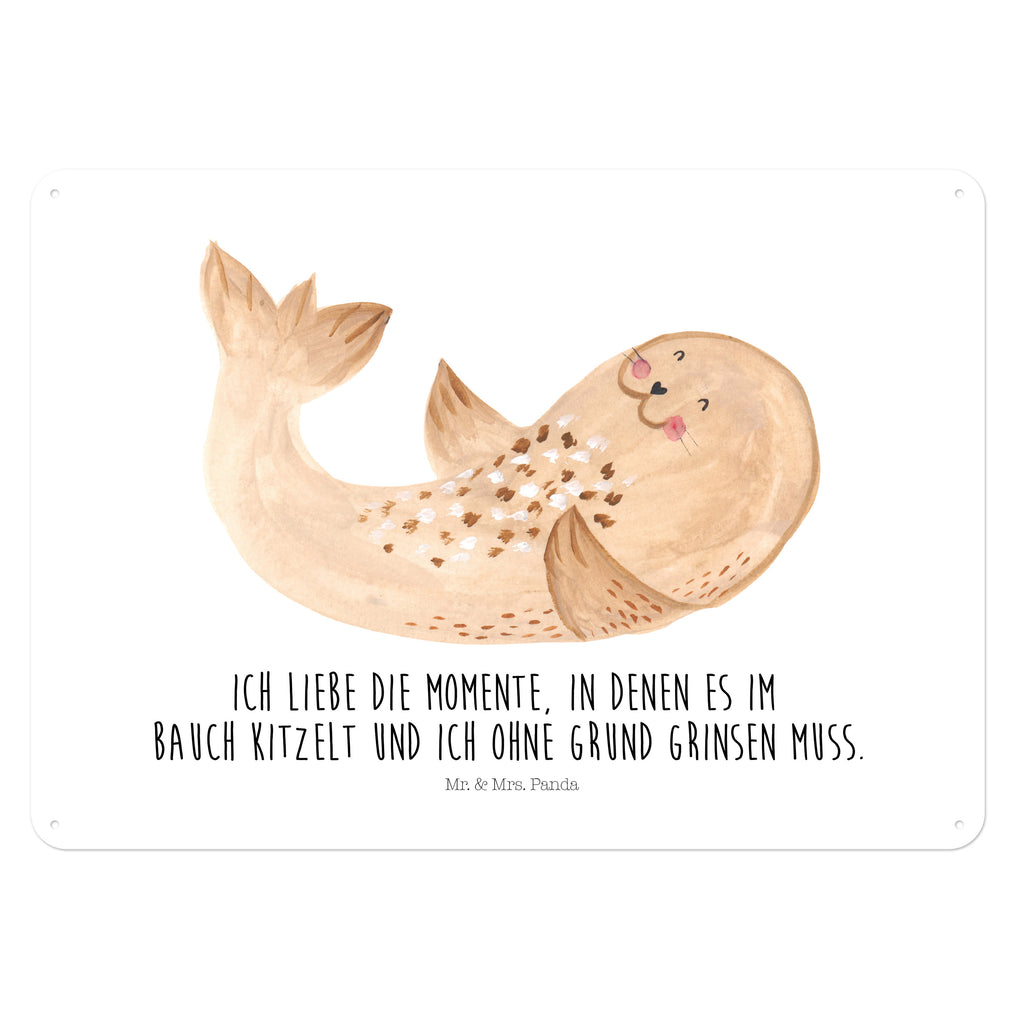 Blechschild Robbe liegend Robbe, Robben, Seehund, Strand, Meerestier, Ostsee, Nordsee, Lachen, Freude Blechschild, Metallschild, Geschenk Schild, Schild, Magnet-Metall-Schild, Deko Schild, Wandschild, Wand-Dekoration, Türschild, Wandschild, Metallschild  süße Tiermotive, gute Laune, lustige Sprüche, Tiere
