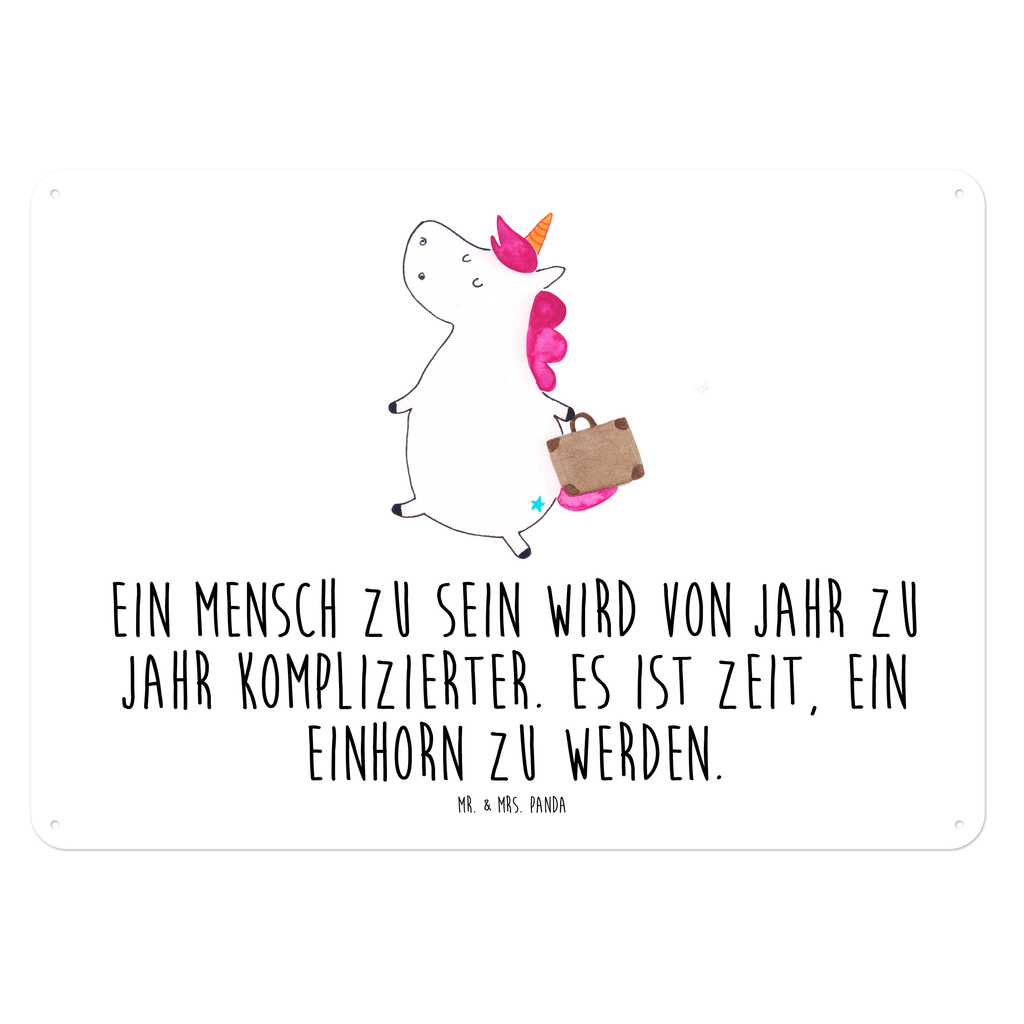 Blechschild Einhorn Koffer Einhorn, unicorn, Einhörner, Koffer, Verreisen, Reise, Gepäck, Abenteuer, Erwachsen, Kind, albern, Spaß, lustig, witzig,  Blechschild, Metallschild, Geschenk Schild, Schild, Magnet-Metall-Schild, Deko Schild, Wandschild, Wand-Dekoration, Türschild, Wandschild, Metallschild  Einhorn, Einhörner, Einhorn Deko, Pegasus, Unicorn