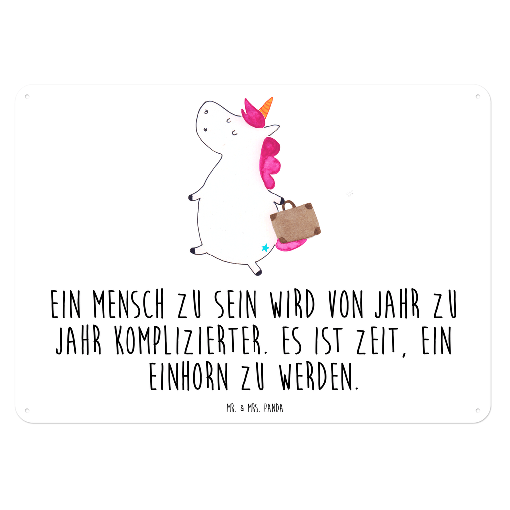 Blechschild Einhorn Koffer Einhorn, unicorn, Einhörner, Koffer, Verreisen, Reise, Gepäck, Abenteuer, Erwachsen, Kind, albern, Spaß, lustig, witzig,  Blechschild, Metallschild, Geschenk Schild, Schild, Magnet-Metall-Schild, Deko Schild, Wandschild, Wand-Dekoration, Türschild, Wandschild, Metallschild  Einhorn, Einhörner, Einhorn Deko, Pegasus, Unicorn