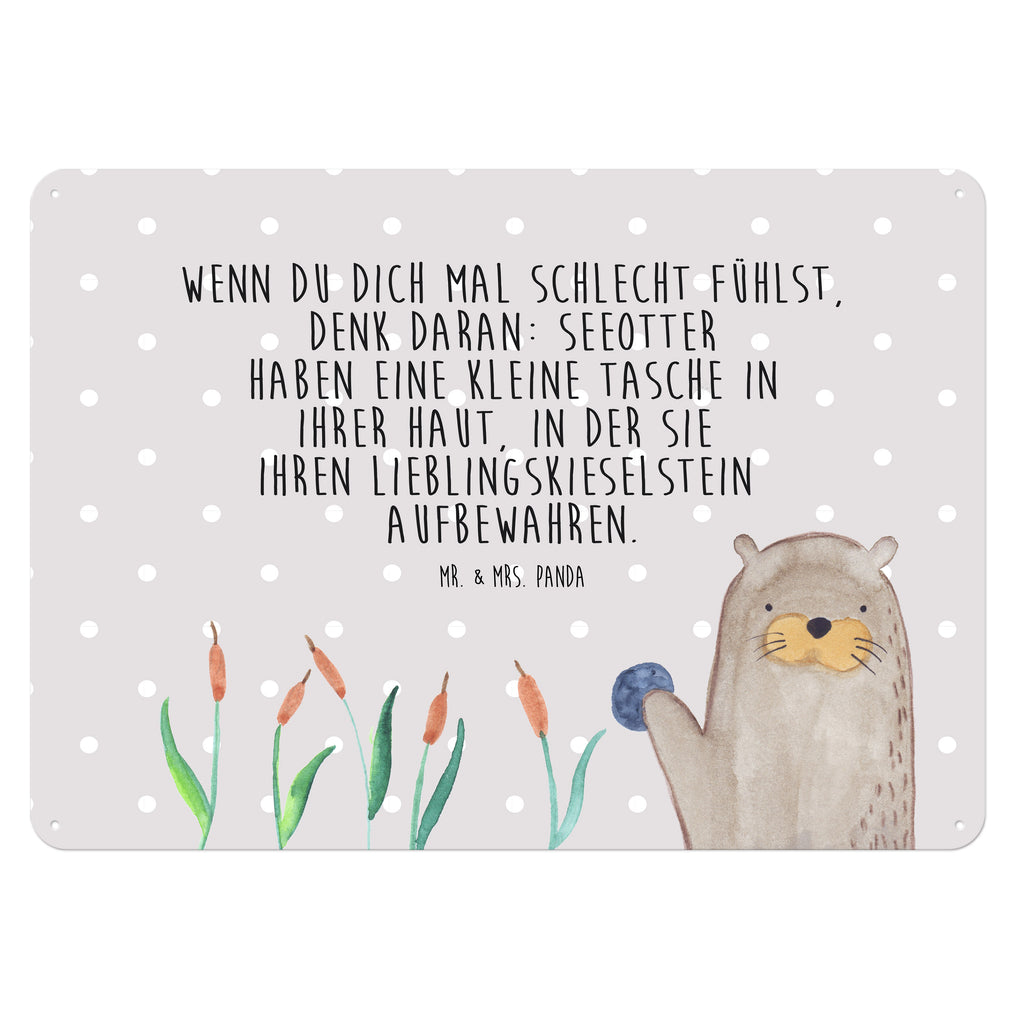 Blechschild Otter mit Stein Otter Seeotter See Otter Blechschild, Metallschild, Geschenk Schild, Schild, Magnet-Metall-Schild, Deko Schild, Wandschild, Wand-Dekoration, Türschild, Wandschild, Metallschild  Otter,  Fischotter,  Seeotter