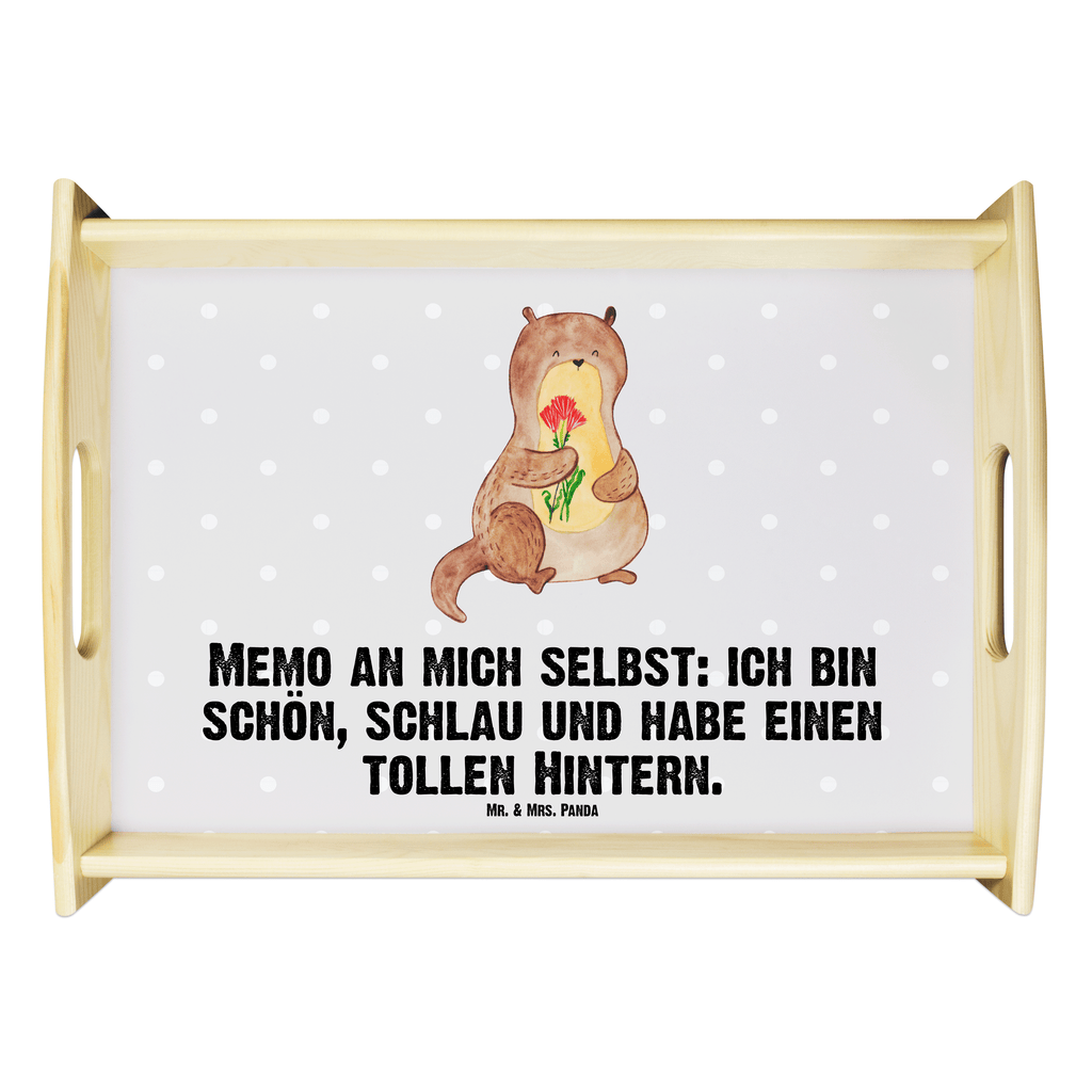 Serviertablett Otter Blumenstrauß Tablett, Holztablett, Küchentablett, Dekotablett, Frühstückstablett, Otter, Fischotter, Seeotter, Otter Seeotter See Otter