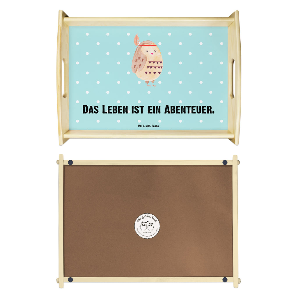 Serviertablett Eule Federschmuck Tablett, Holztablett, Küchentablett, Dekotablett, Frühstückstablett, Eule, Eule Deko, Owl, Das Leben ist ein Abenteuer, Reisespruch, Federschmuck, Dekoration