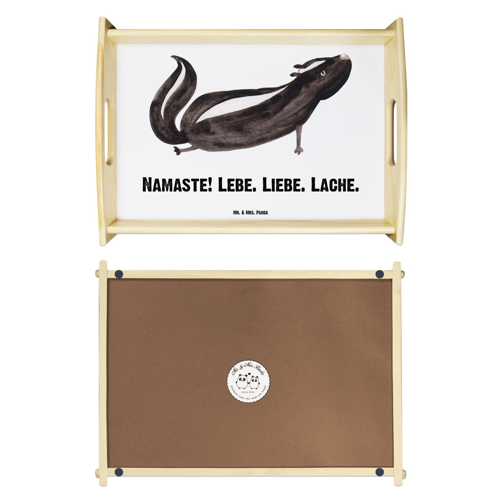Serviertablett Stinktier Yoga Tablett, Holztablett, Küchentablett, Dekotablett, Frühstückstablett, Stinktier, Skunk, Wildtier, Raubtier, Stinker, Stinki, Yoga, Namaste, Lebe, Liebe, Lache