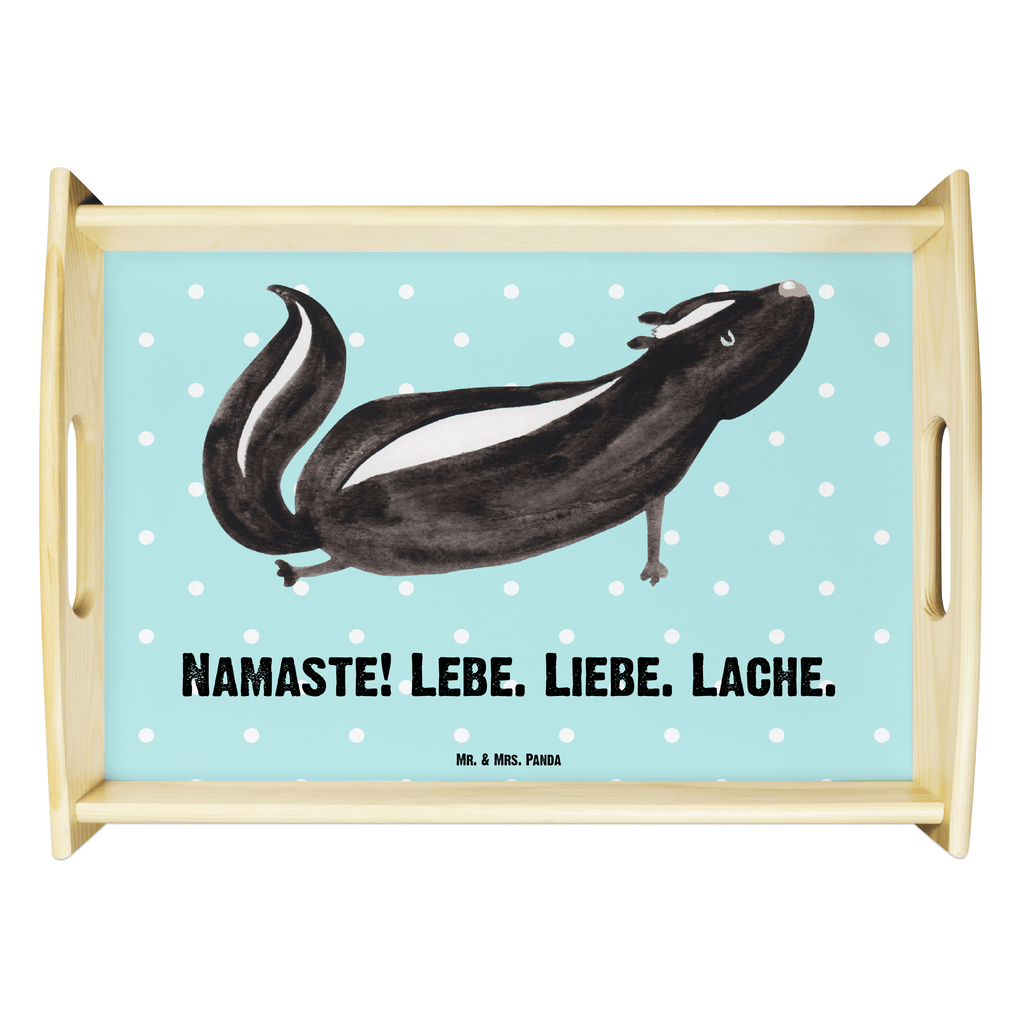 Serviertablett Stinktier Yoga Tablett, Holztablett, Küchentablett, Dekotablett, Frühstückstablett, Stinktier, Skunk, Wildtier, Raubtier, Stinker, Stinki, Yoga, Namaste, Lebe, Liebe, Lache