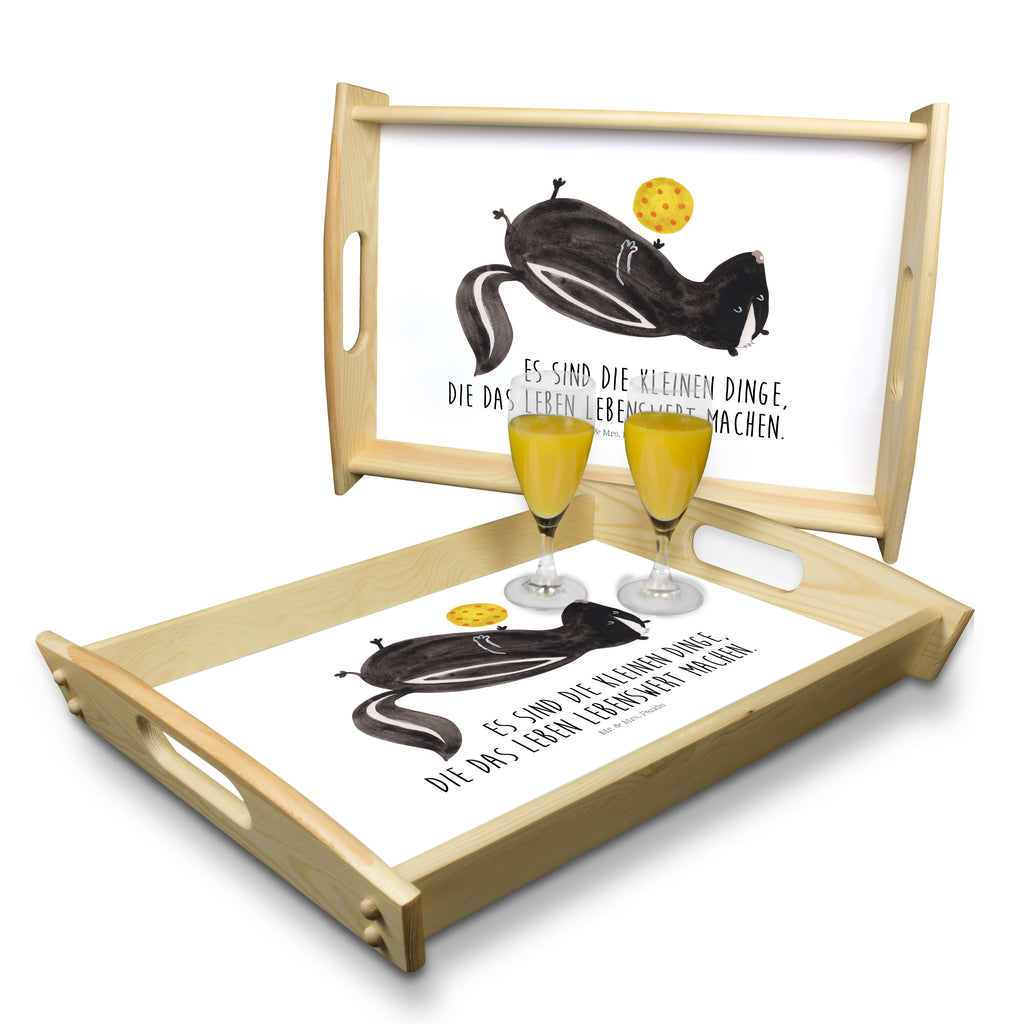 Serviertablett Stinktier Ball Tablett, Holztablett, Küchentablett, Dekotablett, Frühstückstablett, Stinktier, Skunk, Wildtier, Raubtier, Stinker, Stinki, verspielt, Weisheit