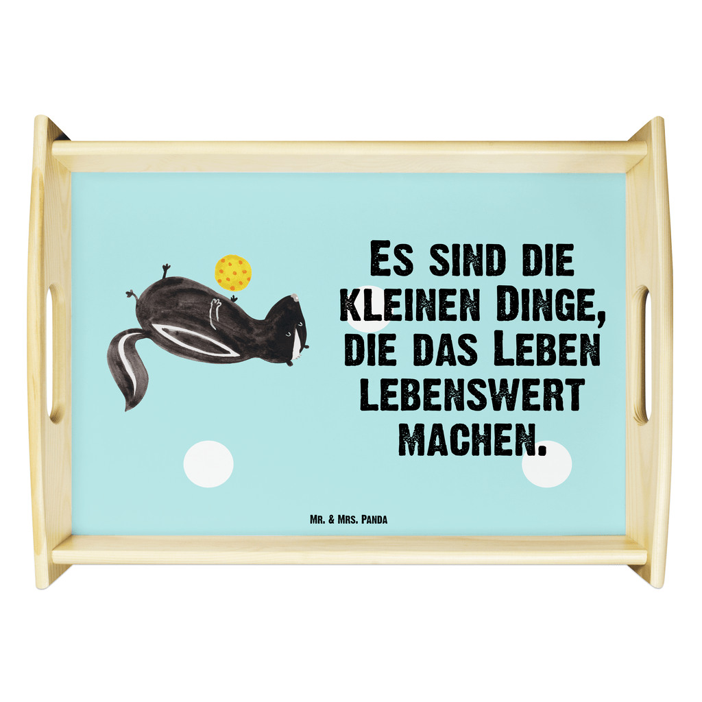 Serviertablett Stinktier Ball Tablett, Holztablett, Küchentablett, Dekotablett, Frühstückstablett, Stinktier, Skunk, Wildtier, Raubtier, Stinker, Stinki, verspielt, Weisheit