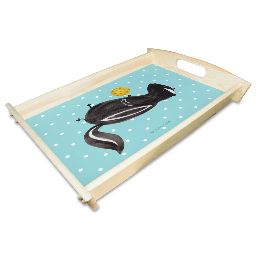 Serviertablett Stinktier Ball Tablett, Holztablett, Küchentablett, Dekotablett, Frühstückstablett, Stinktier, Skunk, Wildtier, Raubtier, Stinker, Stinki, verspielt, Weisheit