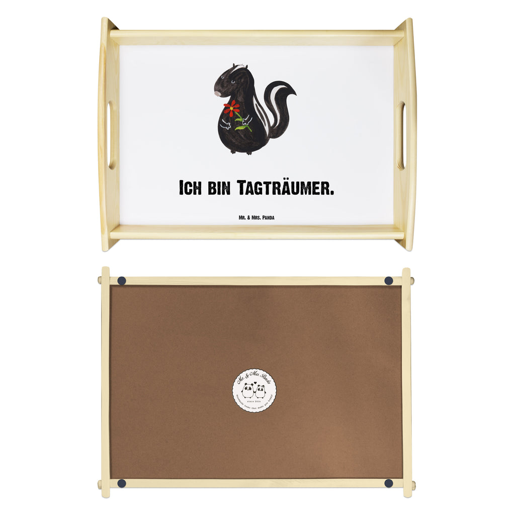 Serviertablett Stinktier Blume Tablett, Holztablett, Küchentablett, Dekotablett, Frühstückstablett, Stinktier, Skunk, Wildtier, Raubtier, Stinker, Stinki, Tagträumer, verträumt, Dreams, Träume