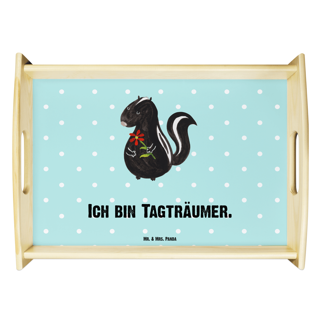 Serviertablett Stinktier Blume Tablett, Holztablett, Küchentablett, Dekotablett, Frühstückstablett, Stinktier, Skunk, Wildtier, Raubtier, Stinker, Stinki, Tagträumer, verträumt, Dreams, Träume