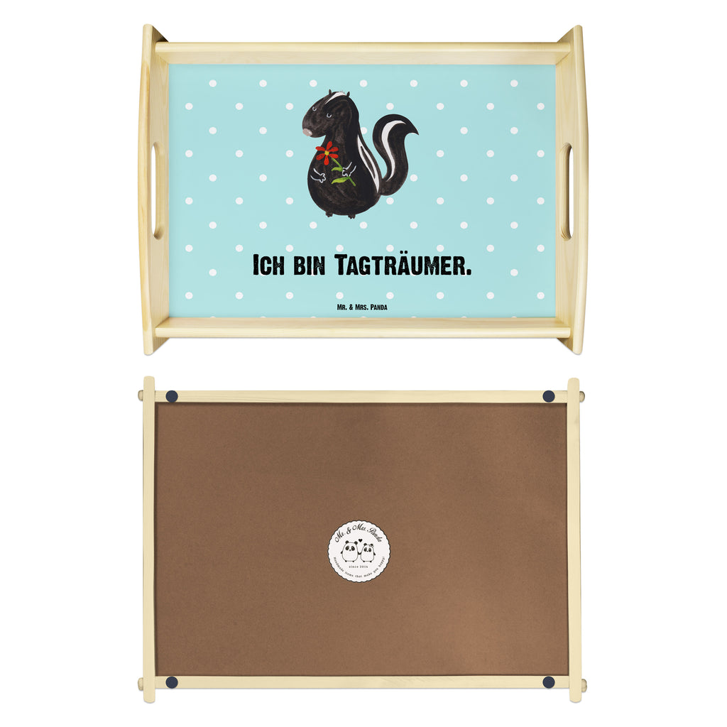 Serviertablett Stinktier Blume Tablett, Holztablett, Küchentablett, Dekotablett, Frühstückstablett, Stinktier, Skunk, Wildtier, Raubtier, Stinker, Stinki, Tagträumer, verträumt, Dreams, Träume