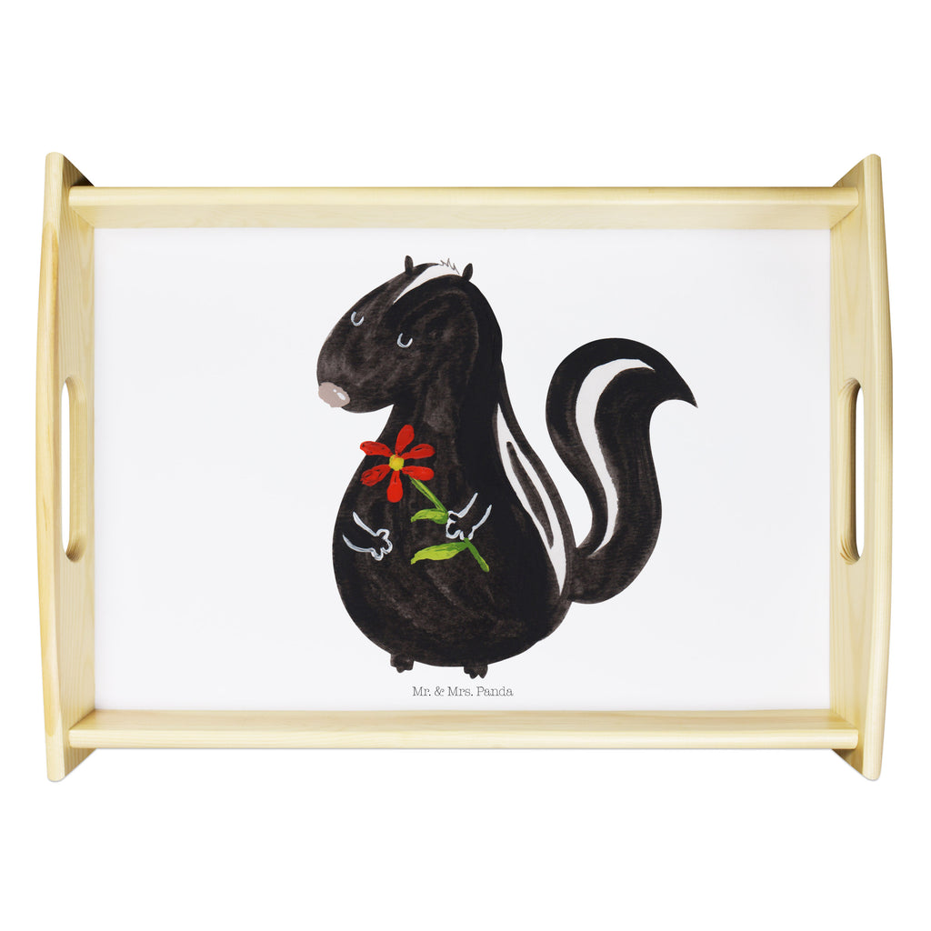 Serviertablett Stinktier Blume Tablett, Holztablett, Küchentablett, Dekotablett, Frühstückstablett, Stinktier, Skunk, Wildtier, Raubtier, Stinker, Stinki, Tagträumer, verträumt, Dreams, Träume