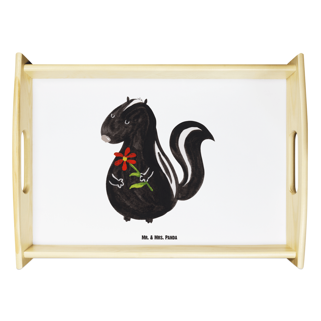 Serviertablett Stinktier Blume Tablett, Holztablett, Küchentablett, Dekotablett, Frühstückstablett, Stinktier, Skunk, Wildtier, Raubtier, Stinker, Stinki, Tagträumer, verträumt, Dreams, Träume