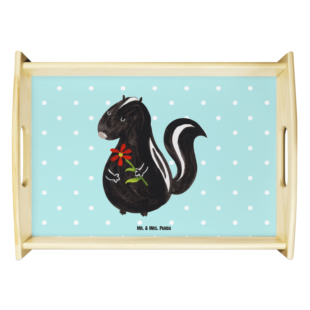 Serviertablett Stinktier Blume Tablett, Holztablett, Küchentablett, Dekotablett, Frühstückstablett, Stinktier, Skunk, Wildtier, Raubtier, Stinker, Stinki, Tagträumer, verträumt, Dreams, Träume