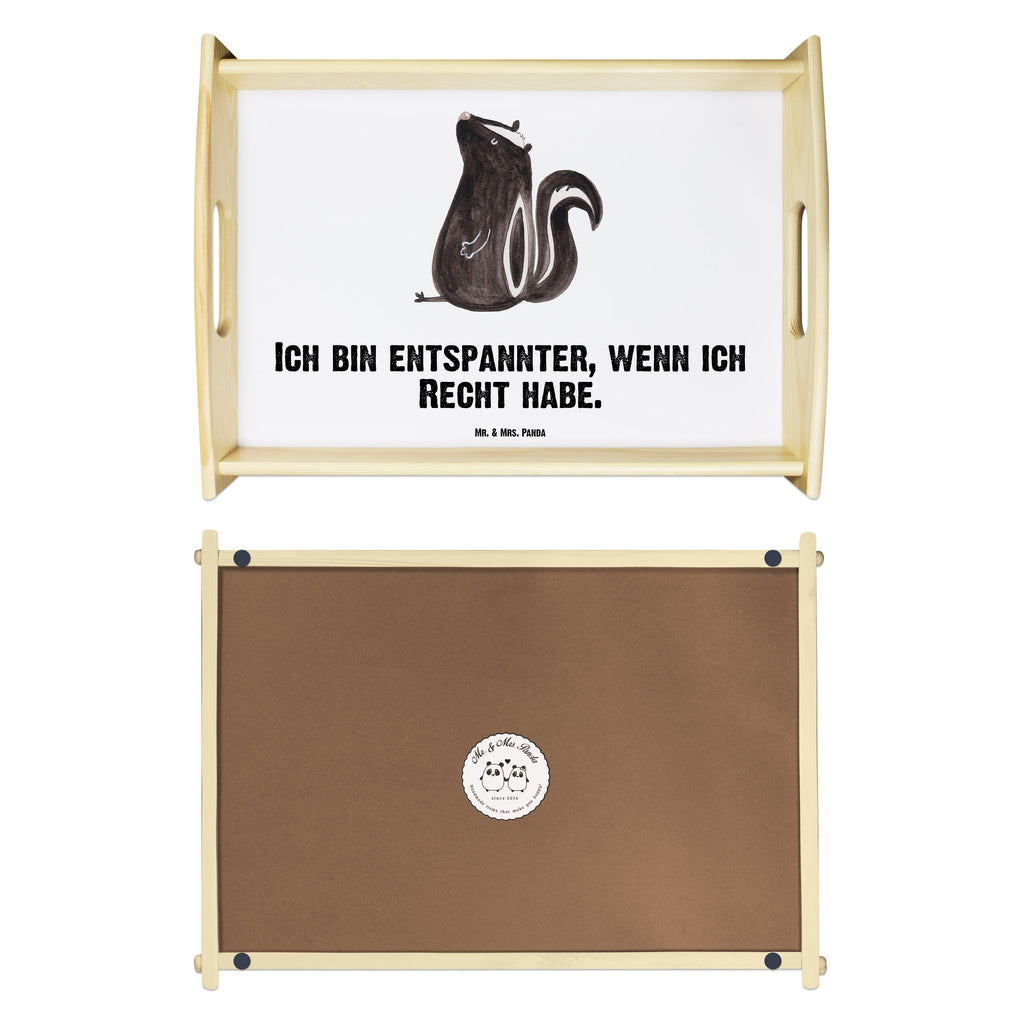 Serviertablett Stinktier sitzend Tablett, Holztablett, Küchentablett, Dekotablett, Frühstückstablett, Stinktier, Skunk, Wildtier, Raubtier, Stinker, Stinki, Spruch, Büro, Recht, Besserwisser