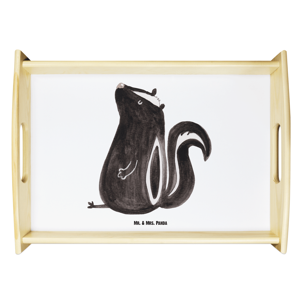 Serviertablett Stinktier sitzend Tablett, Holztablett, Küchentablett, Dekotablett, Frühstückstablett, Stinktier, Skunk, Wildtier, Raubtier, Stinker, Stinki, Spruch, Büro, Recht, Besserwisser