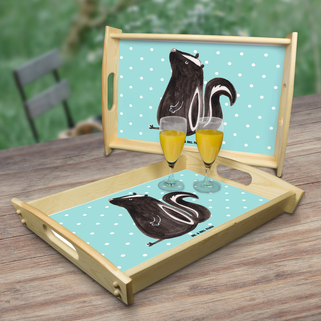 Serviertablett Stinktier sitzend Tablett, Holztablett, Küchentablett, Dekotablett, Frühstückstablett, Stinktier, Skunk, Wildtier, Raubtier, Stinker, Stinki, Spruch, Büro, Recht, Besserwisser