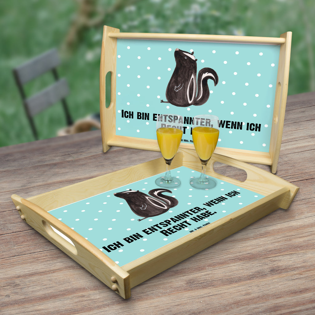 Serviertablett Stinktier sitzend Tablett, Holztablett, Küchentablett, Dekotablett, Frühstückstablett, Stinktier, Skunk, Wildtier, Raubtier, Stinker, Stinki, Spruch, Büro, Recht, Besserwisser