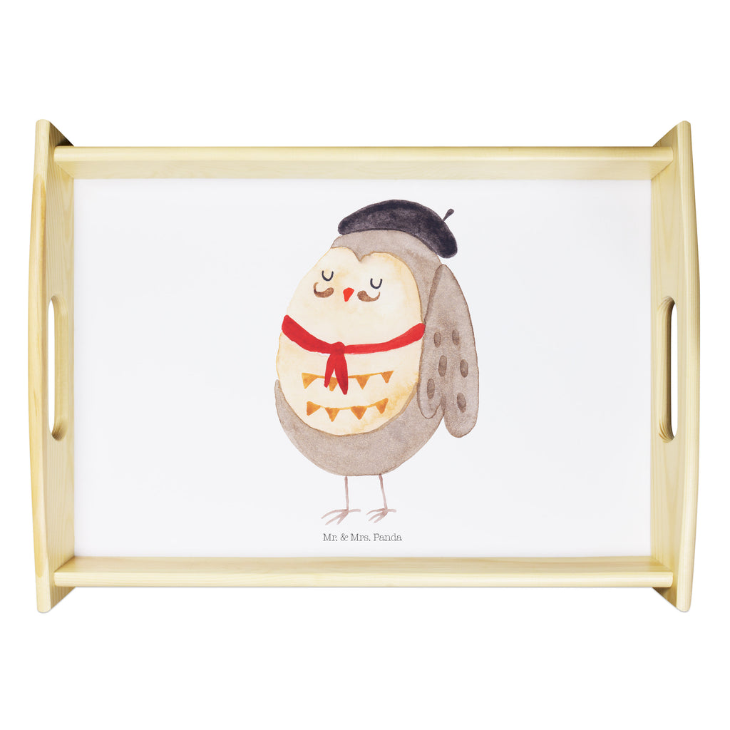 Serviertablett Eule Französisch Tablett, Holztablett, Küchentablett, Dekotablett, Frühstückstablett, Eule, Eulen, Eule Deko, Owl, hibou, La vie est belle, das Leben ist schön, Spruch schön, Spruch Französisch, Frankreich