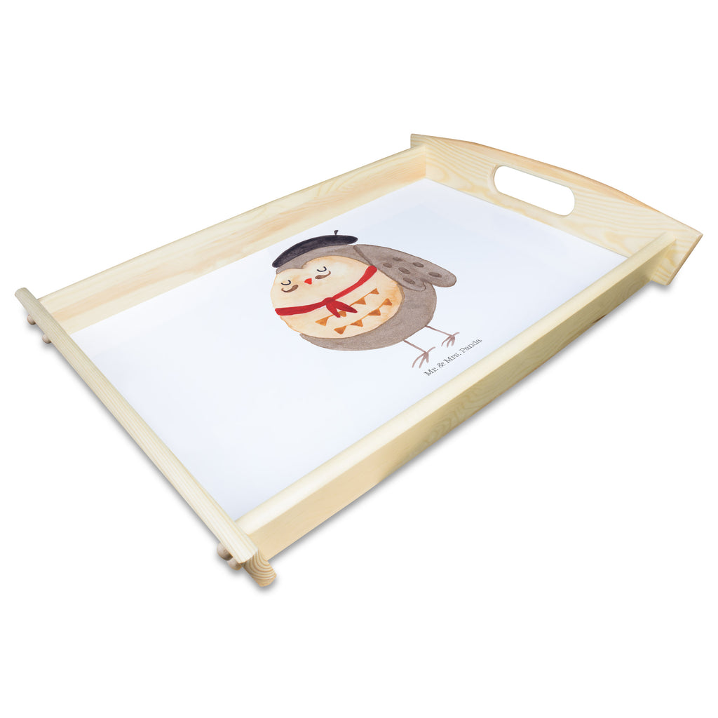 Serviertablett Eule Französisch Tablett, Holztablett, Küchentablett, Dekotablett, Frühstückstablett, Eule, Eulen, Eule Deko, Owl, hibou, La vie est belle, das Leben ist schön, Spruch schön, Spruch Französisch, Frankreich