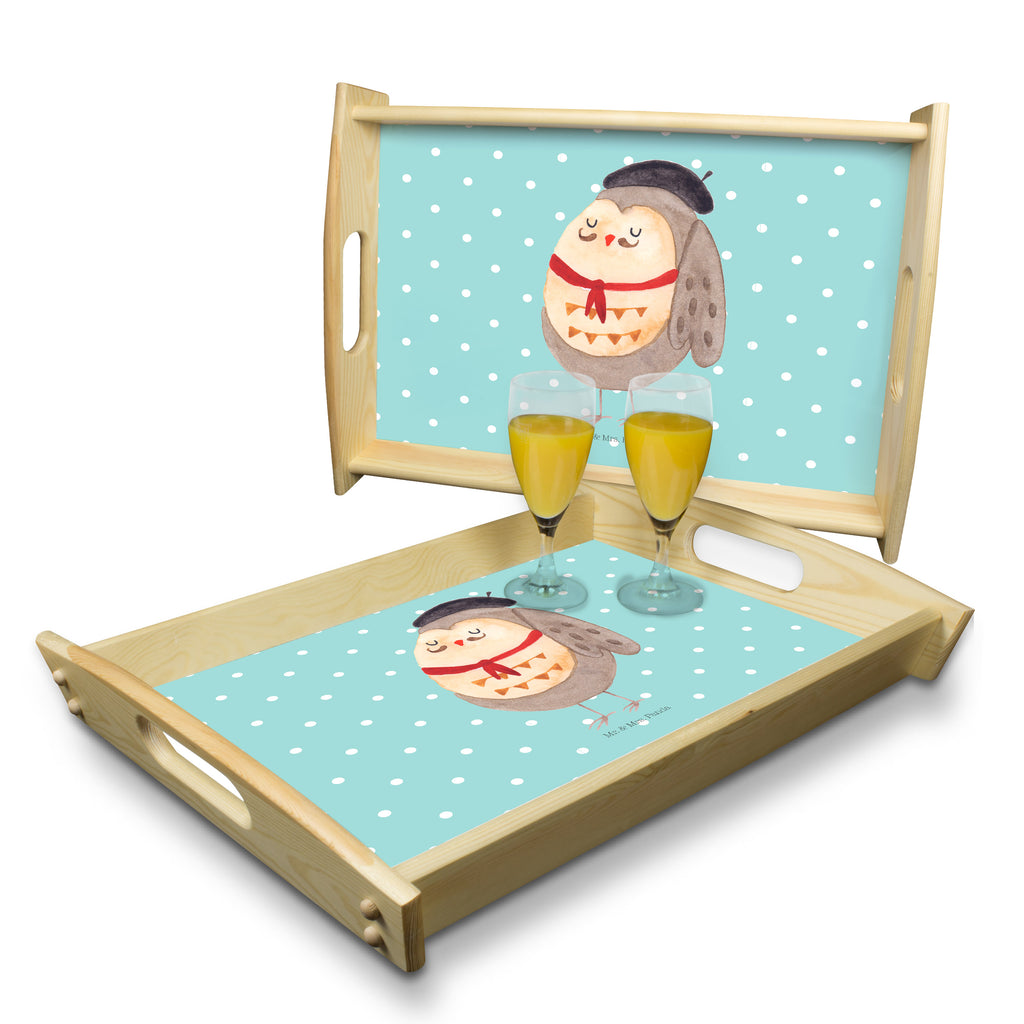 Serviertablett Eule Französisch Tablett, Holztablett, Küchentablett, Dekotablett, Frühstückstablett, Eule, Eulen, Eule Deko, Owl, hibou, La vie est belle, das Leben ist schön, Spruch schön, Spruch Französisch, Frankreich