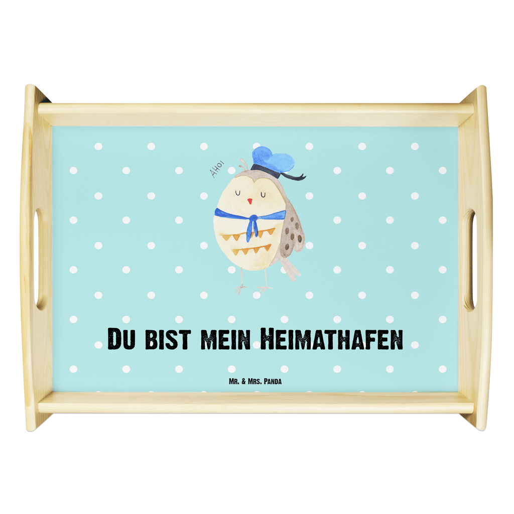 Serviertablett Eule Matrosen Tablett, Holztablett, Küchentablett, Dekotablett, Frühstückstablett, Eule, Eule Spruch, Eule Deko, Owl, Wortspiel lustig, Matrose, Freundin, Ehe, Seefahrer, Heimathafen, Hochzeitstag Geschenk