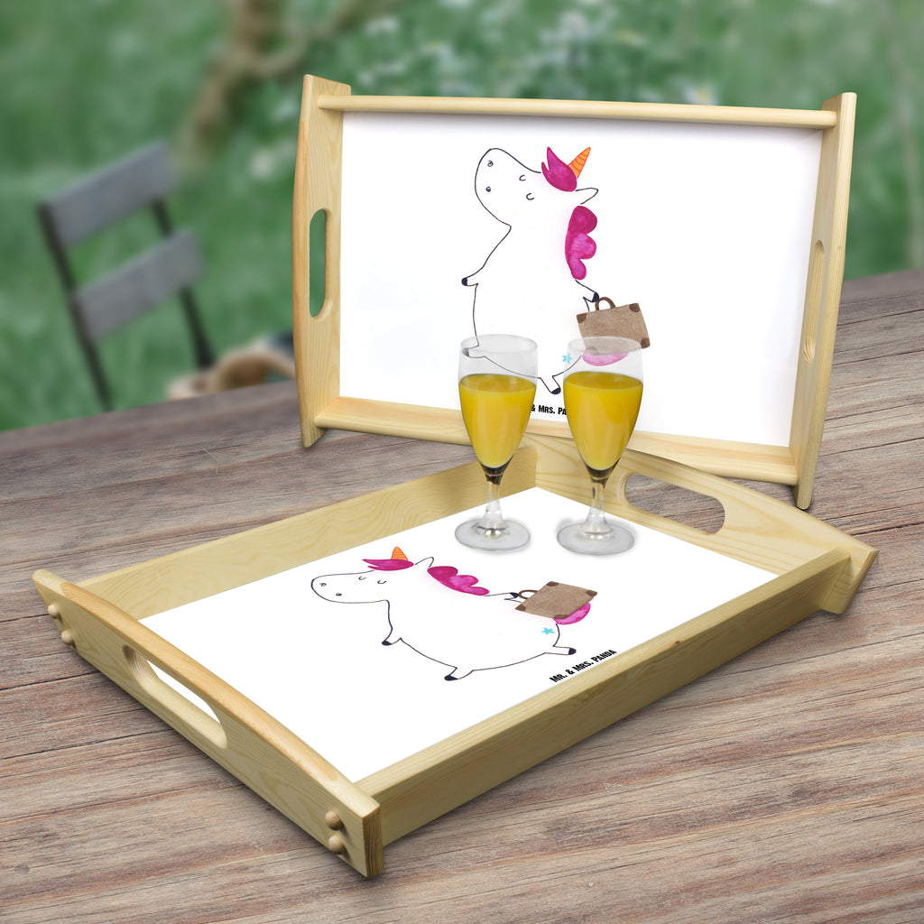 Serviertablett Einhorn Koffer Einhorn, unicorn, Einhörner, Koffer, Verreisen, Reise, Gepäck, Abenteuer, Erwachsen, Kind, albern, Spaß, lustig, witzig,  Tablett, Holztablett, Küchentablett, Dekotablett, Frühstückstablett  Einhorn, Einhörner, Einhorn Deko, Pegasus, Unicorn