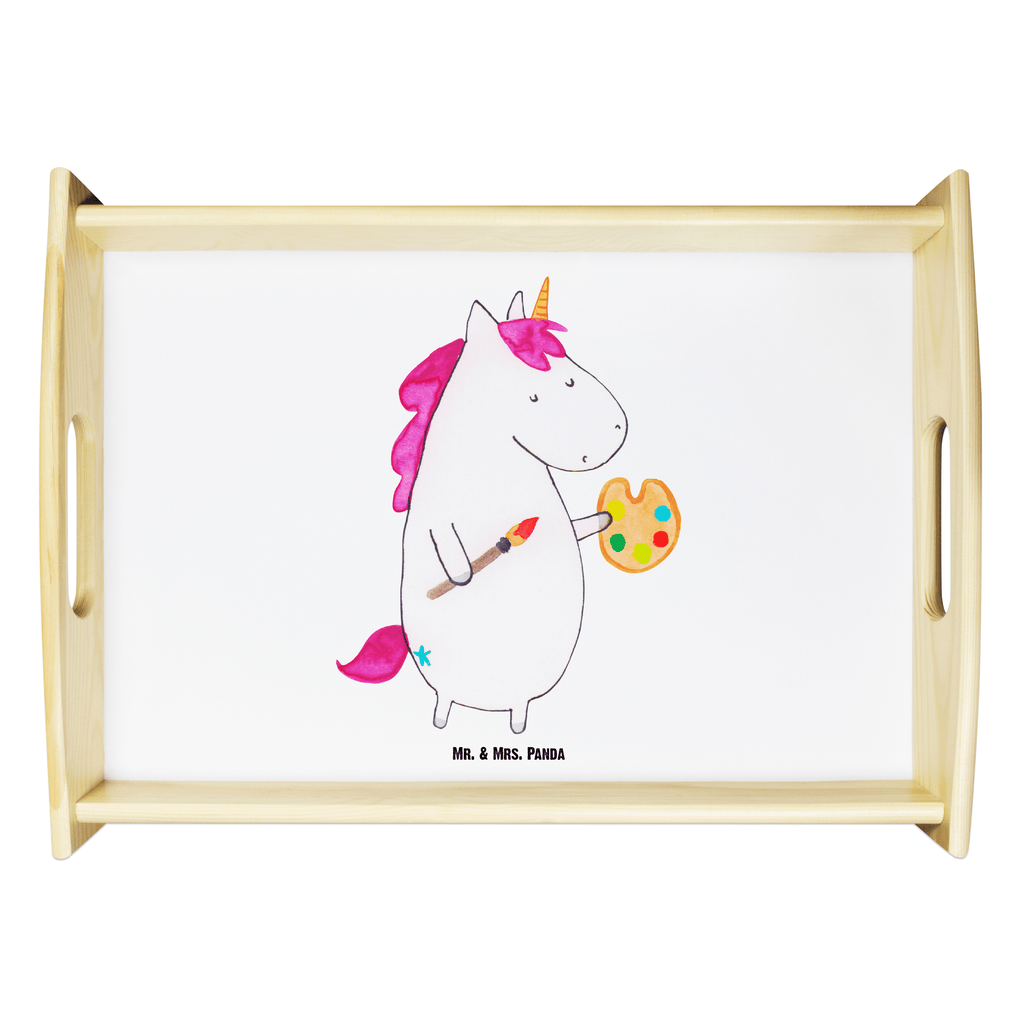 Serviertablett Einhorn Künstler Tablett, Holztablett, Küchentablett, Dekotablett, Frühstückstablett, Einhorn, Einhörner, Einhorn Deko, Pegasus, Unicorn, Englisch, Künstler, Artist, Malen, Zeichnen, Welt, Farbe, Stift, Pinsel, Geschenk, Maler