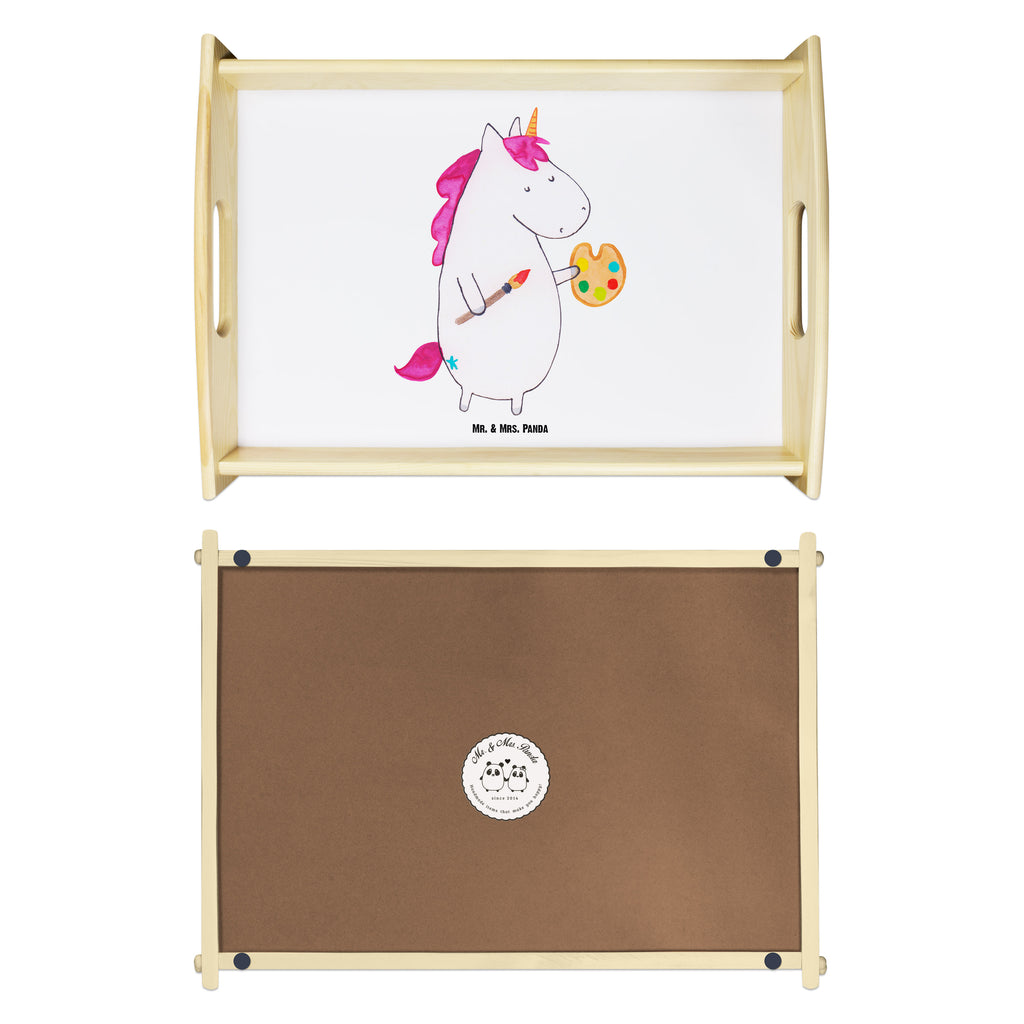 Serviertablett Einhorn Künstler Tablett, Holztablett, Küchentablett, Dekotablett, Frühstückstablett, Einhorn, Einhörner, Einhorn Deko, Pegasus, Unicorn, Englisch, Künstler, Artist, Malen, Zeichnen, Welt, Farbe, Stift, Pinsel, Geschenk, Maler