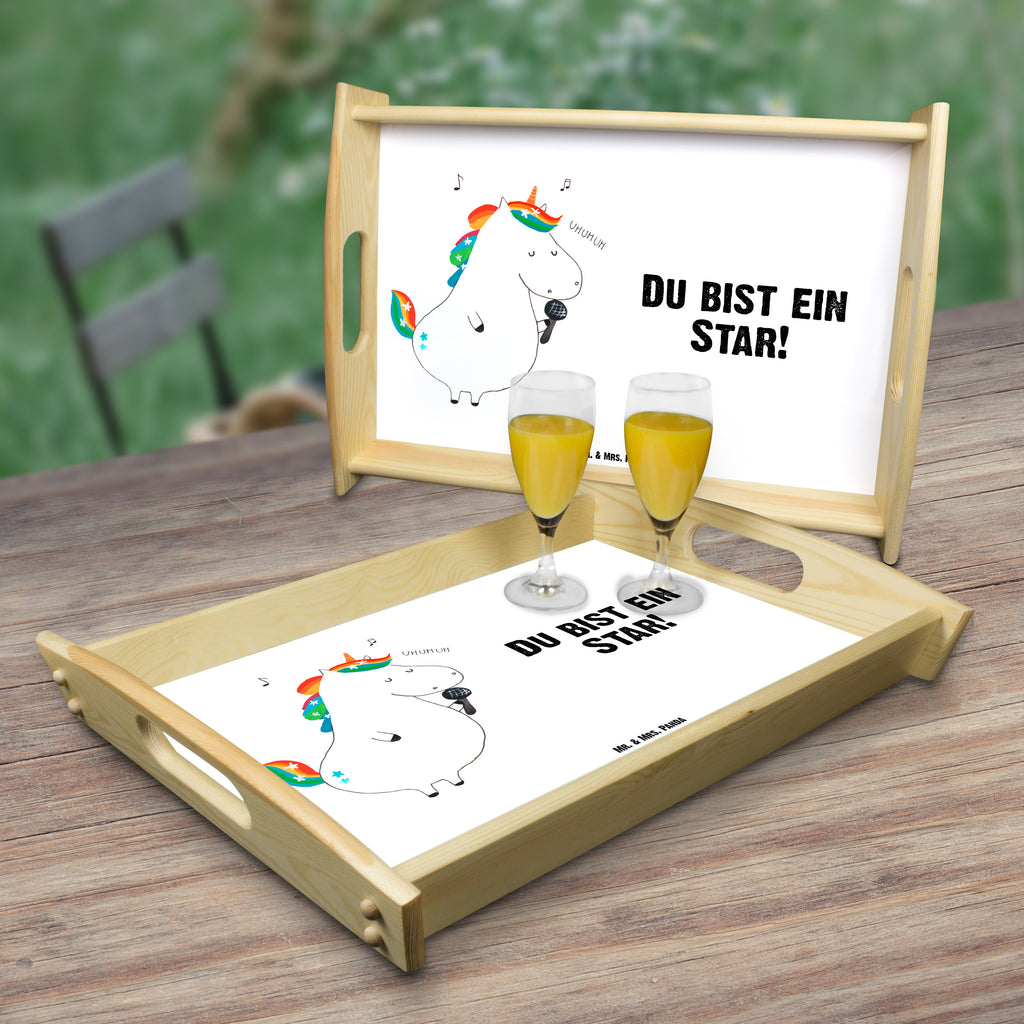 Serviertablett Einhorn Sänger Tablett, Holztablett, Küchentablett, Dekotablett, Frühstückstablett, Einhorn, Einhörner, Einhorn Deko, Pegasus, Unicorn, Glitzer, Konfetti, Party, Geburtstag, Feier, Fest, Disco, Sängerin, Sänger, Freundin