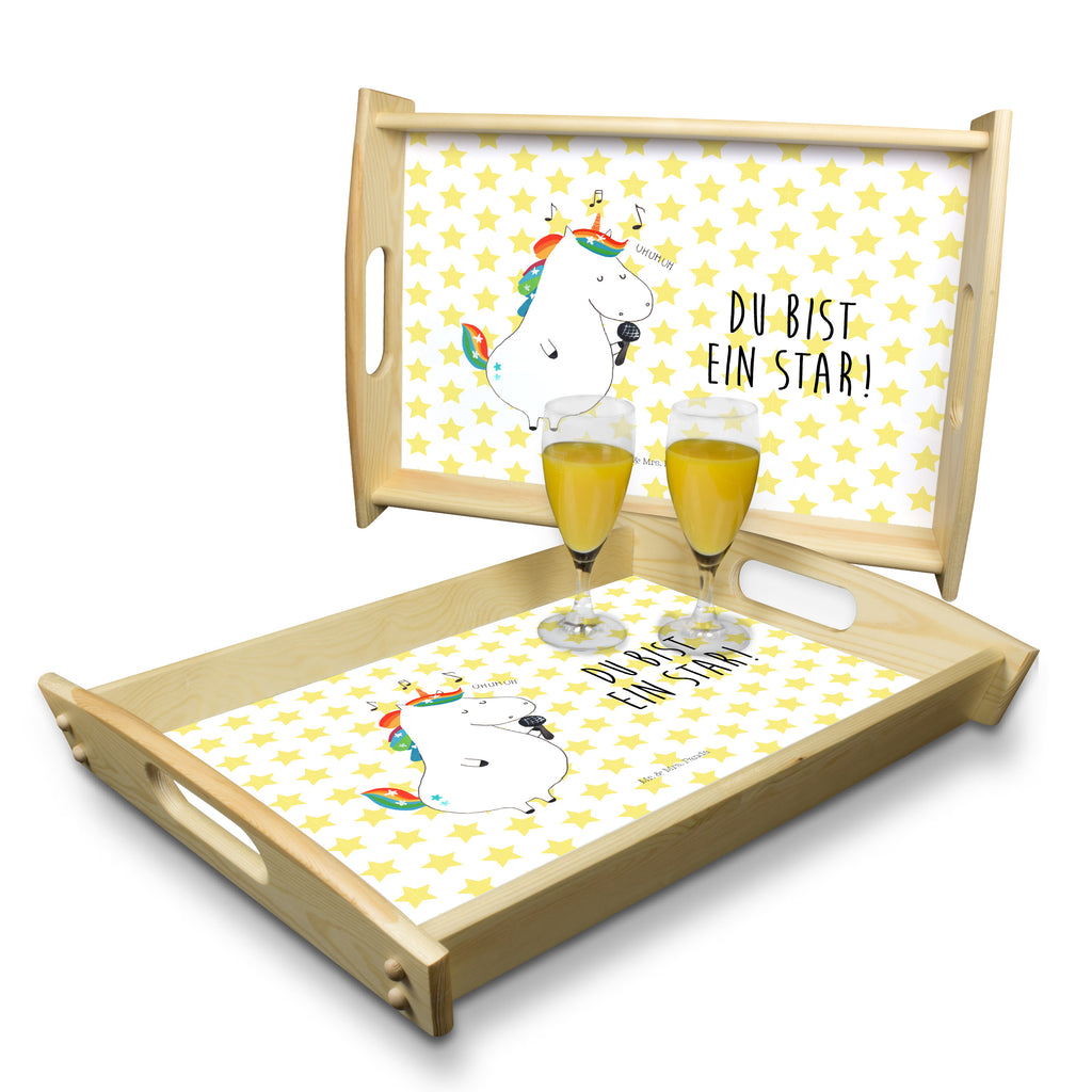 Serviertablett Einhorn Sänger Tablett, Holztablett, Küchentablett, Dekotablett, Frühstückstablett, Einhorn, Einhörner, Einhorn Deko, Pegasus, Unicorn, Glitzer, Konfetti, Party, Geburtstag, Feier, Fest, Disco, Sängerin, Sänger, Freundin