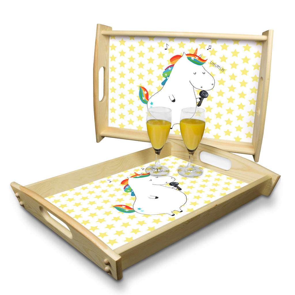Serviertablett Einhorn Sänger Tablett, Holztablett, Küchentablett, Dekotablett, Frühstückstablett, Einhorn, Einhörner, Einhorn Deko, Pegasus, Unicorn, Glitzer, Konfetti, Party, Geburtstag, Feier, Fest, Disco, Sängerin, Sänger, Freundin