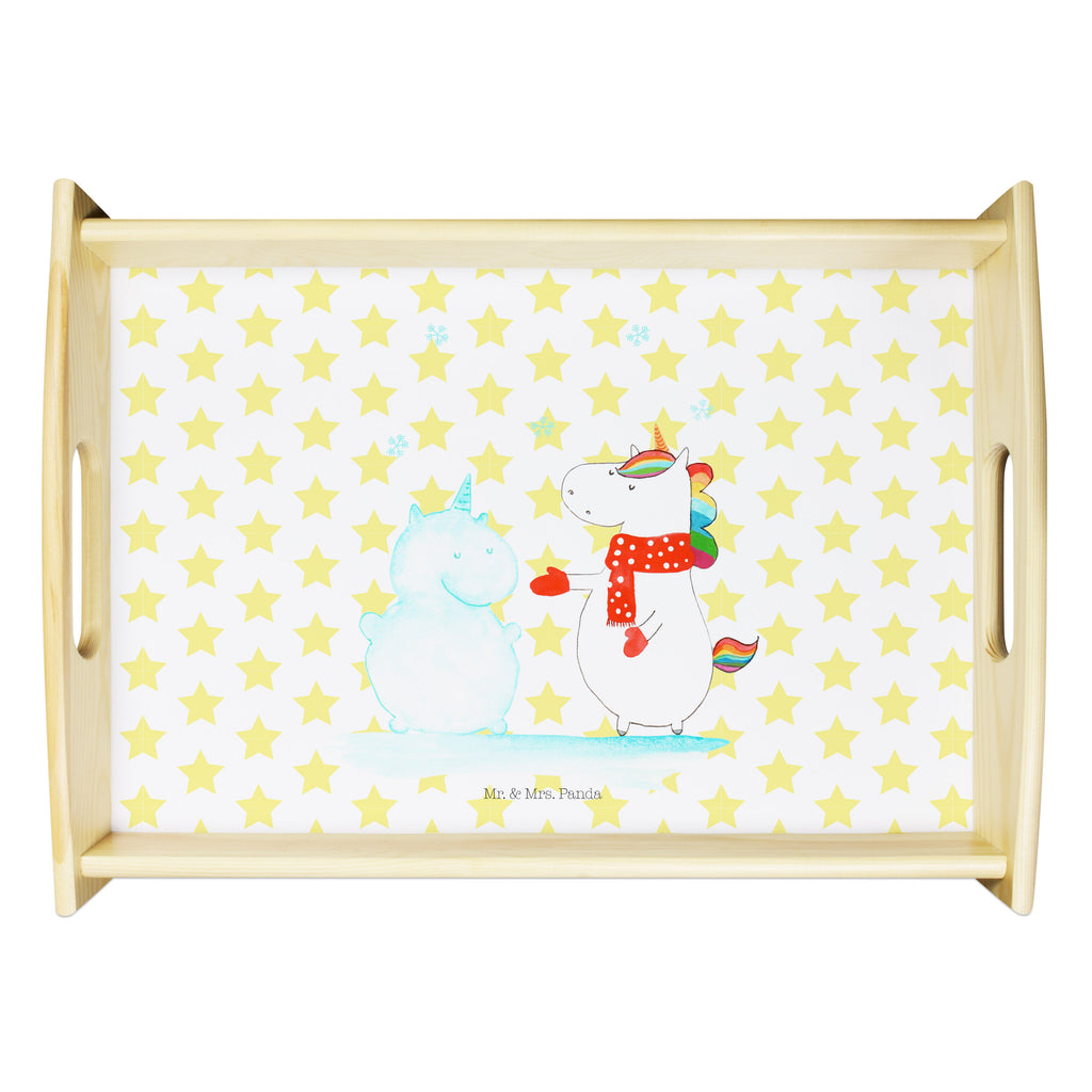 Serviertablett Einhorn Schneemann Tablett, Holztablett, Küchentablett, Dekotablett, Frühstückstablett, Einhorn, Einhörner, Einhorn Deko, Pegasus, Unicorn, Schneemann, Winter, Schnee, Kuchen, Weihnachten, kalt, Mütze, Handschuhe, X-Mas