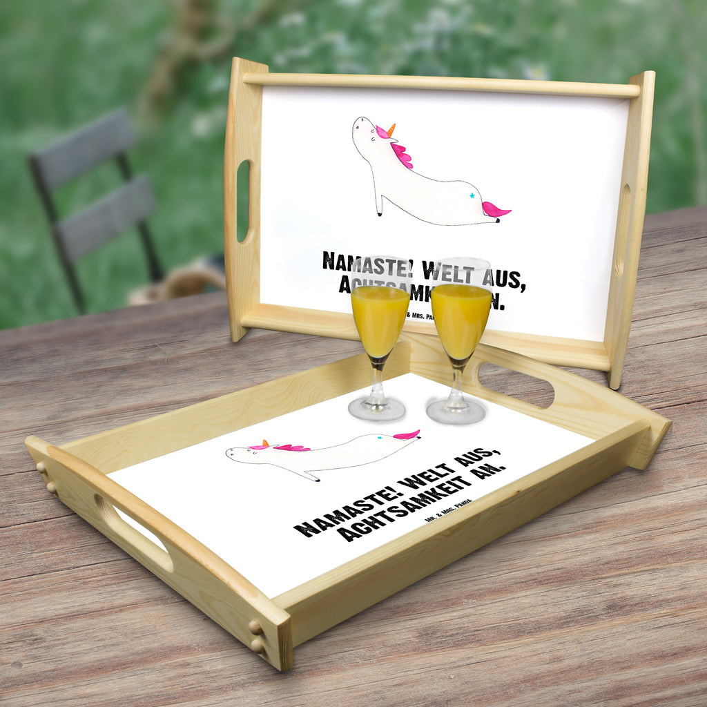 Serviertablett Einhorn Yoga Tablett, Holztablett, Küchentablett, Dekotablett, Frühstückstablett, Einhorn, Einhörner, Einhorn Deko, Pegasus, Unicorn, Yoga, Namaste, Achtsamkeit, Entspannung, Joga, Yogamatte, Sport, lustig, witzig, süß