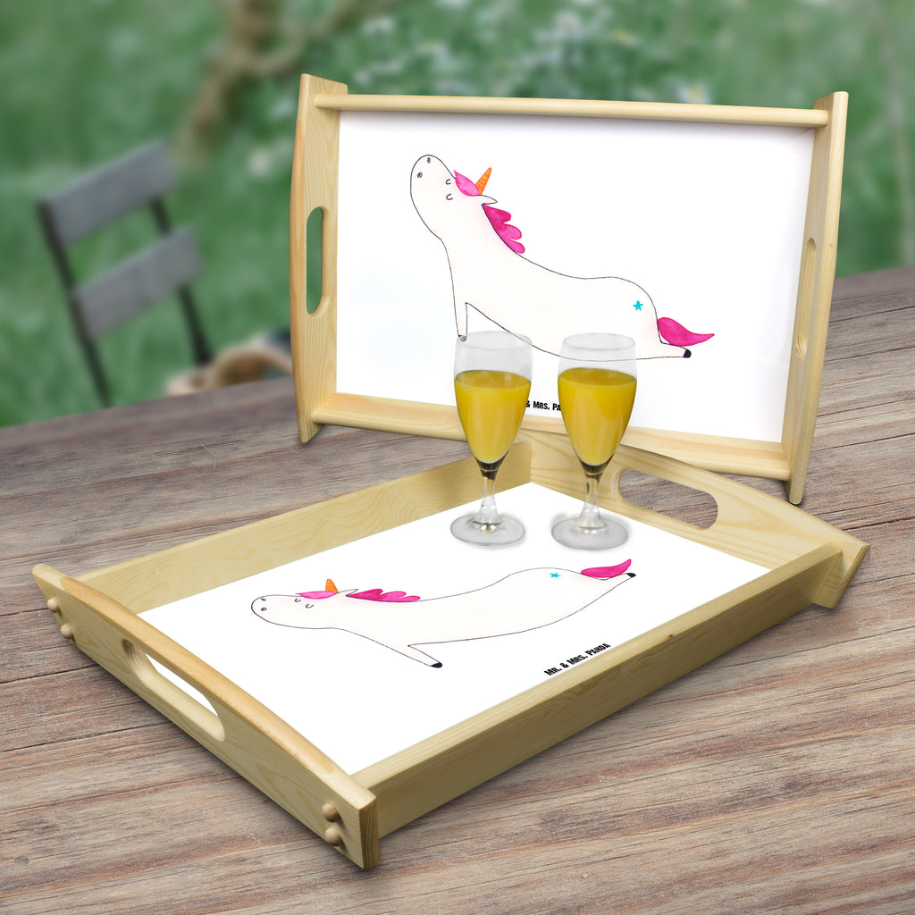 Serviertablett Einhorn Yoga Tablett, Holztablett, Küchentablett, Dekotablett, Frühstückstablett, Einhorn, Einhörner, Einhorn Deko, Pegasus, Unicorn, Yoga, Namaste, Achtsamkeit, Entspannung, Joga, Yogamatte, Sport, lustig, witzig, süß
