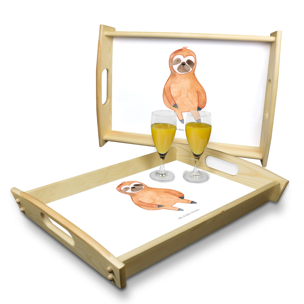 Serviertablett Faultier Zufrieden Tablett, Holztablett, Küchentablett, Dekotablett, Frühstückstablett, Faultier, Faultier Geschenk, Faultier Deko, Faultiere, faul, Lieblingstier, Pause, relaxen, Glück, glücklich, zufrieden, happy, Zufriedenheit, Gelassenheit, Ruhe, Frieden