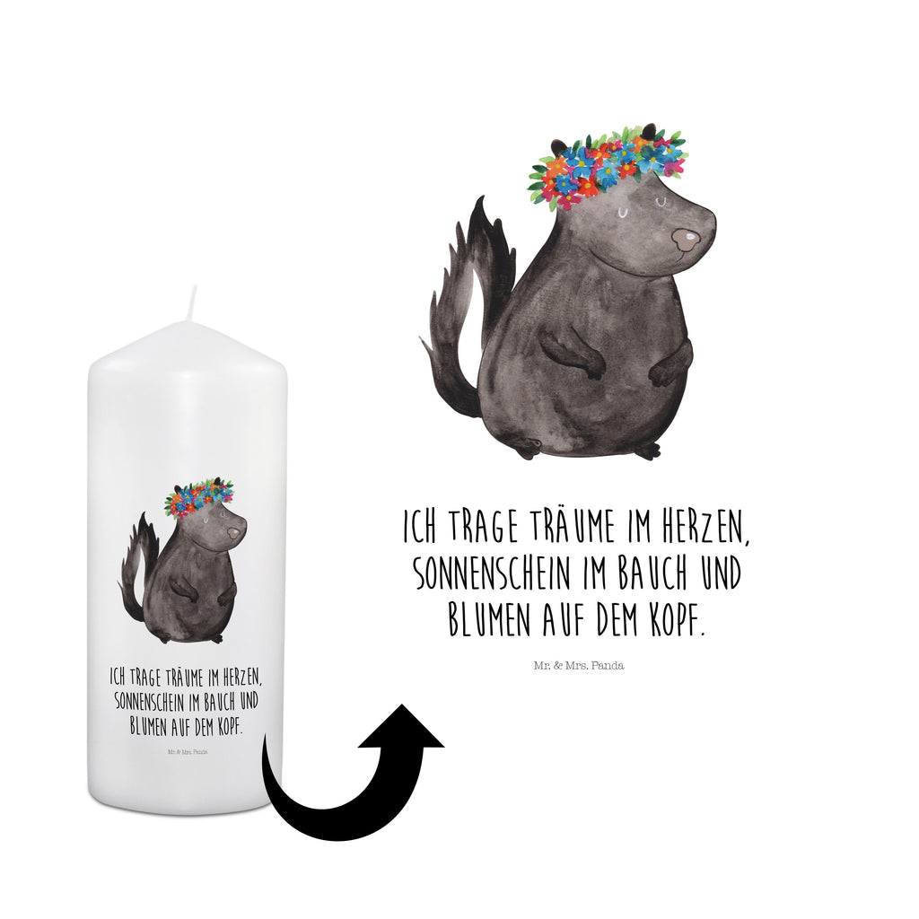 Kerze Stinktier Blumenmaedchen Kerze, Taufkerze, Kommunionskerze, Geburtstagskerze, Geschenk Kerze, Taufgeschenk Kerze, Kerze mit Druck, Besondere Kerze, Geschenkidee Kerze, Kerze für Kommunion, Geburtstag Kerze, Kommunion Kerze, Stinktier, Skunk, Wildtier, Raubtier, Stinker, Stinki, Yoga, Namaste, Lebe, Liebe, Lache