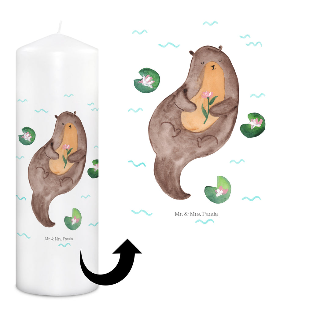 Kerze Otter mit Seerose Kerze, Taufkerze, Kommunionskerze, Geburtstagskerze, Geschenk Kerze, Taufgeschenk Kerze, Kerze mit Druck, Besondere Kerze, Geschenkidee Kerze, Kerze für Kommunion, Geburtstag Kerze, Kommunion Kerze, Otter, Fischotter, Seeotter, Otter Seeotter See Otter