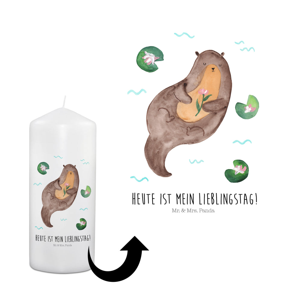 Kerze Otter mit Seerose Kerze, Taufkerze, Kommunionskerze, Geburtstagskerze, Geschenk Kerze, Taufgeschenk Kerze, Kerze mit Druck, Besondere Kerze, Geschenkidee Kerze, Kerze für Kommunion, Geburtstag Kerze, Kommunion Kerze, Otter, Fischotter, Seeotter, Otter Seeotter See Otter