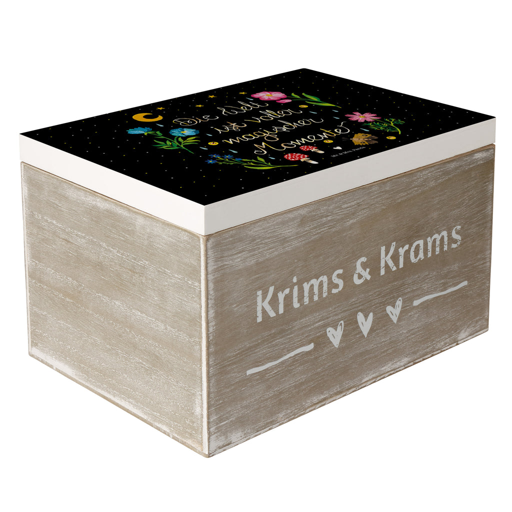 Holzkiste Magische Welt Magische Momente, Spruch schön, Spruch positiv, Motivation, schwarz, magisch, Blumen, Nacht, Weisheit Holzkiste, Kiste, Schatzkiste, Truhe, Schatulle, XXL,  Erinnerungsbox, Erinnerungskiste, Dekokiste, Aufbewahrungsbox  Blumen Deko, Frühlings Deko, Sommer Deko, Dekoration, positive Botschaft, Naturliebhaber, Outdoor, Natur, Abenteuer