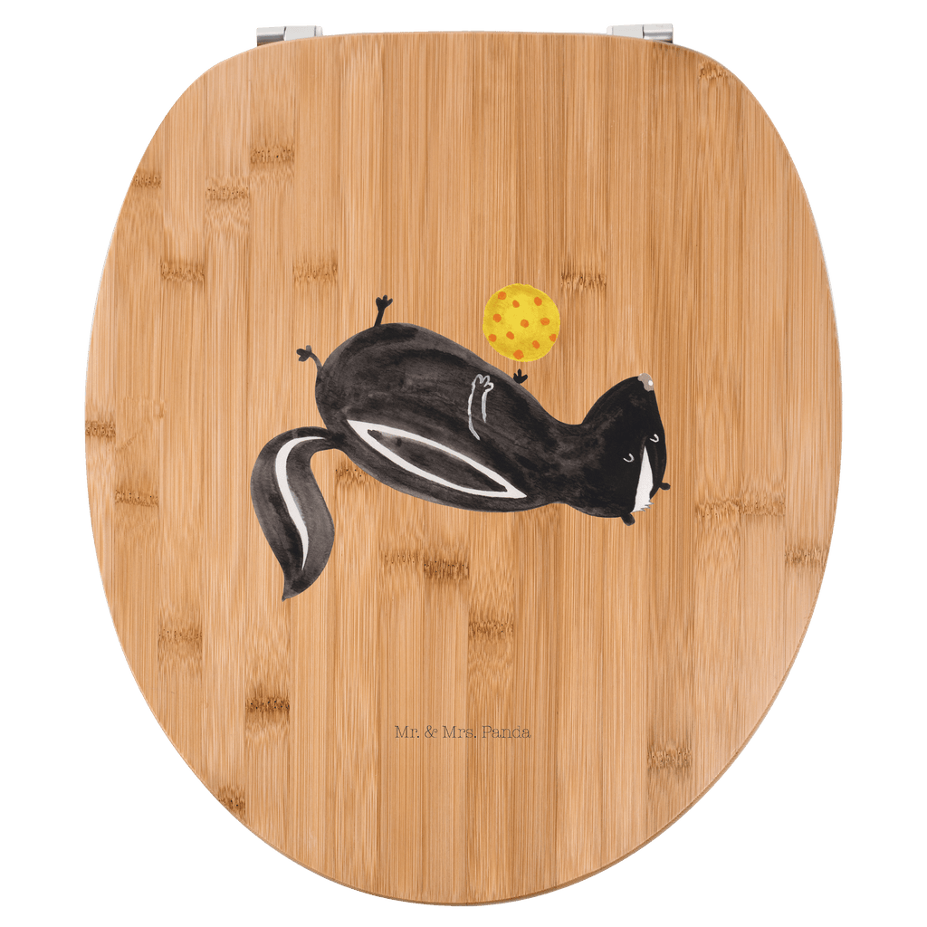 Motiv WC Sitz Stinktier Ball Klobrille, Klodeckel, Toilettendeckel, WC-Sitz, Toilette, Stinktier, Skunk, Wildtier, Raubtier, Stinker, Stinki, verspielt, Weisheit