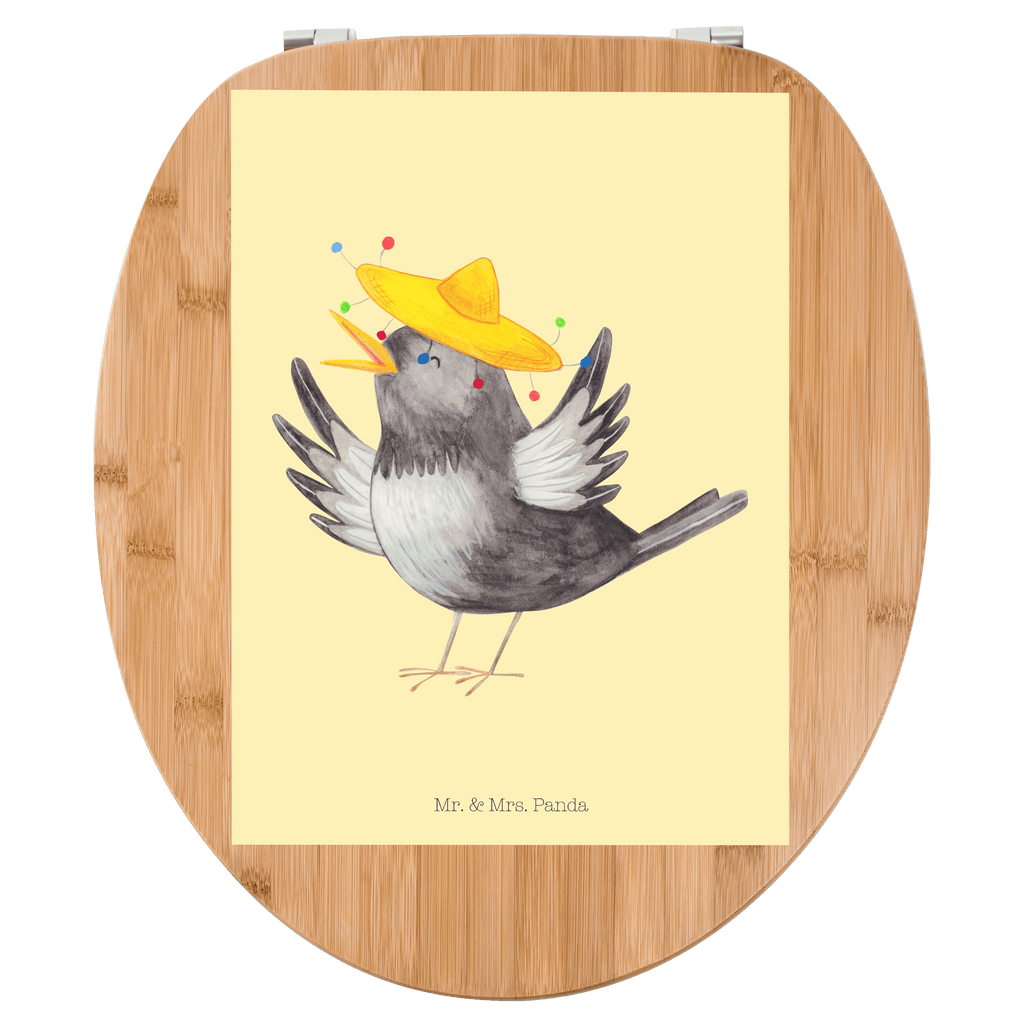 Motiv WC Sitz Rabe mit Sombrero Klobrille, Klodeckel, Toilettendeckel, WC-Sitz, Toilette, Tiermotive, Gute Laune, lustige Sprüche, Tiere, Rabe, Vogel, Vögel, Spruch positiv, fröhlich sein, glücklich sein, Glück Spruch, froh, Elster, Motivation