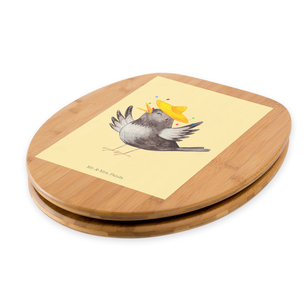 Motiv WC Sitz Rabe mit Sombrero Klobrille, Klodeckel, Toilettendeckel, WC-Sitz, Toilette, Tiermotive, Gute Laune, lustige Sprüche, Tiere, Rabe, Vogel, Vögel, Spruch positiv, fröhlich sein, glücklich sein, Glück Spruch, froh, Elster, Motivation
