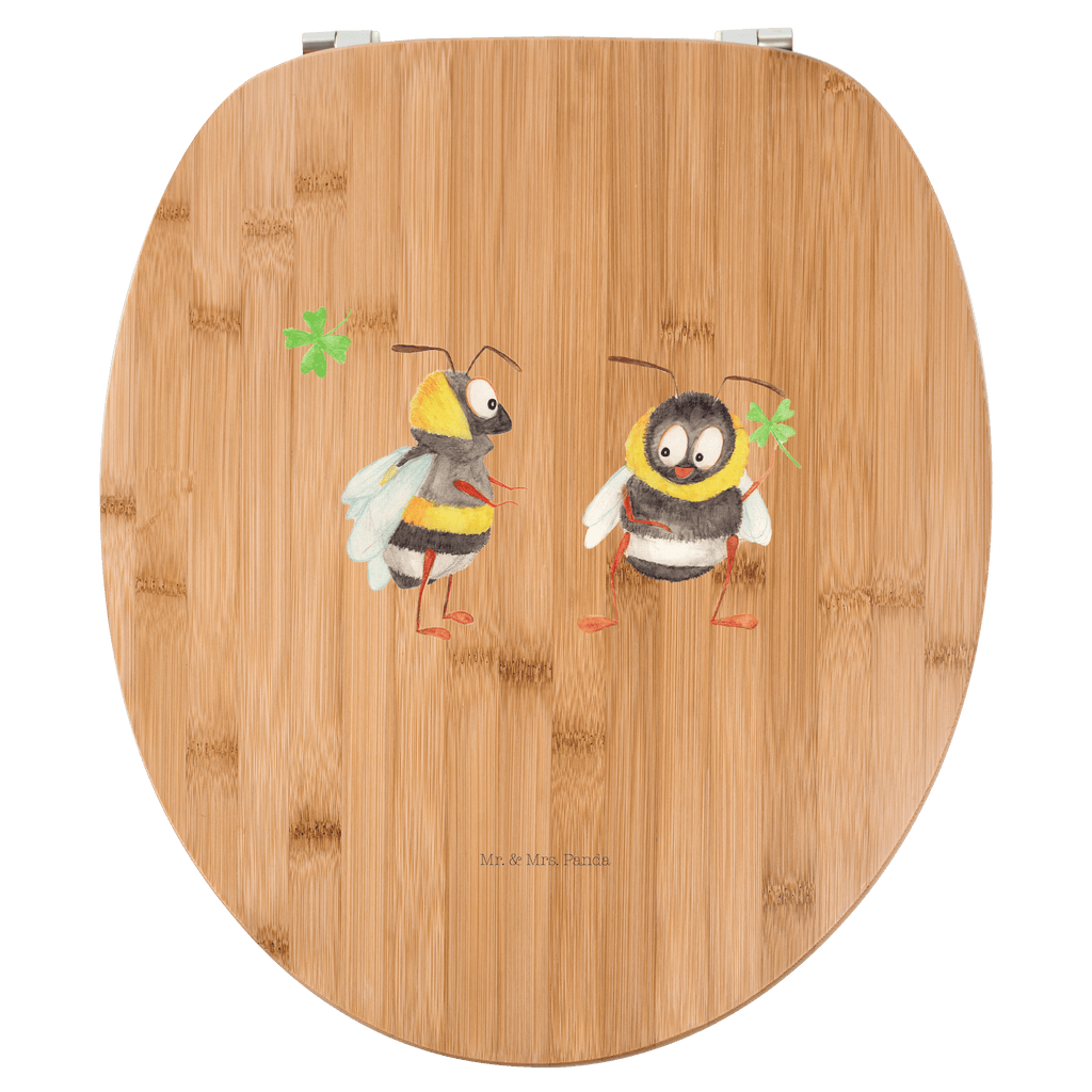 Motiv WC Sitz Hummeln mit Kleeblatt Klobrille, Klodeckel, Toilettendeckel, WC-Sitz, Toilette, Tiermotive, Gute Laune, lustige Sprüche, Tiere, Hummel, Biene, Spruch positiv, Biene Deko, Spruch schön, glücklich sein, glücklich werden, Spruch fröhlich