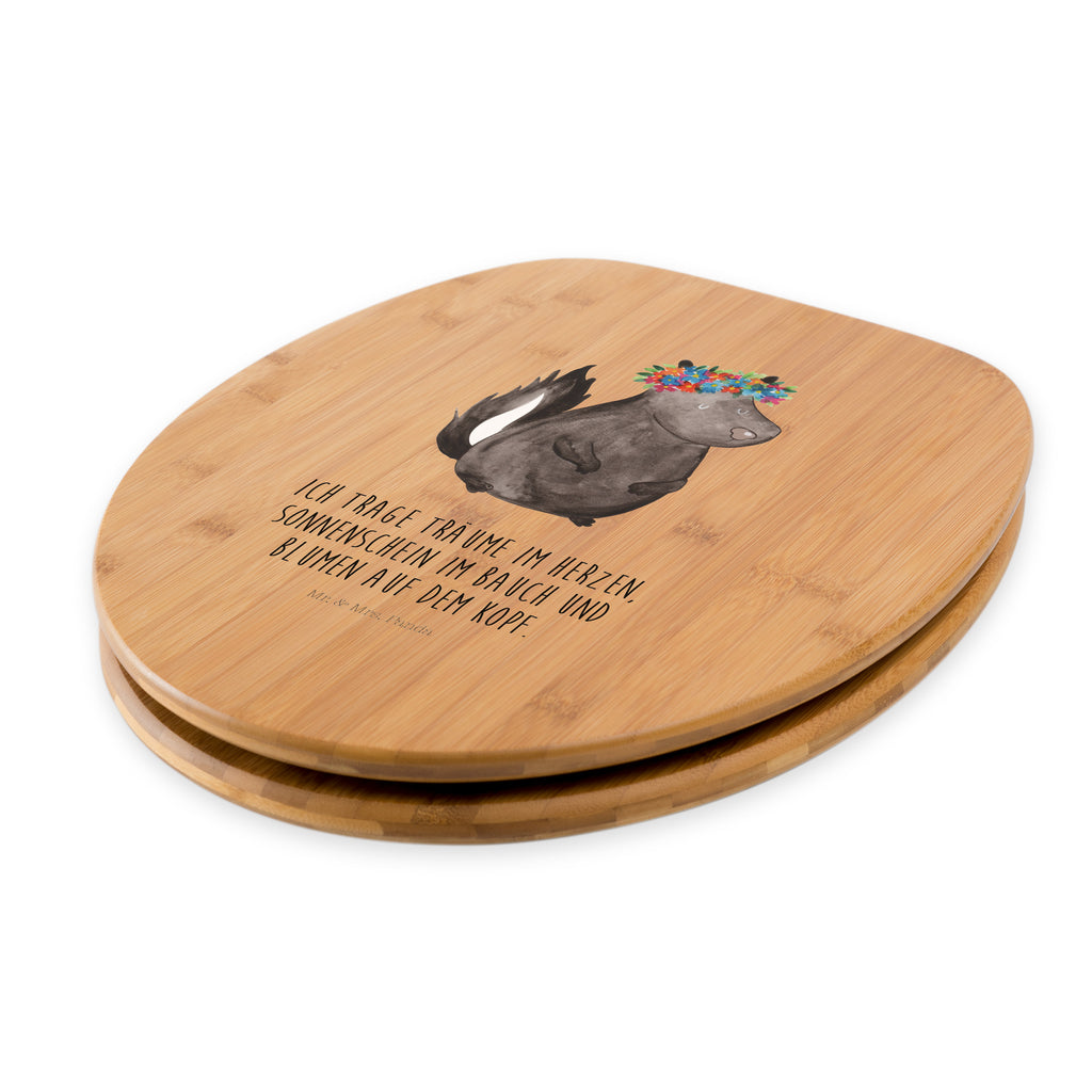 Motiv WC Sitz Stinktier Blumenmaedchen Klobrille, Klodeckel, Toilettendeckel, WC-Sitz, Toilette, Stinktier, Skunk, Wildtier, Raubtier, Stinker, Stinki, Yoga, Namaste, Lebe, Liebe, Lache