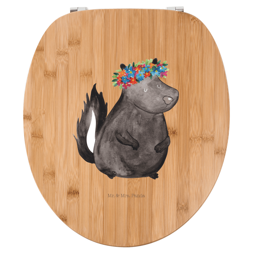 Motiv WC Sitz Stinktier Blumenmaedchen Klobrille, Klodeckel, Toilettendeckel, WC-Sitz, Toilette, Stinktier, Skunk, Wildtier, Raubtier, Stinker, Stinki, Yoga, Namaste, Lebe, Liebe, Lache